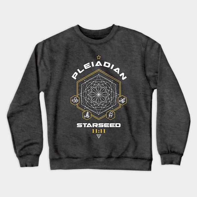 Pleiadian Starseed Light Code Sacred Geometry 11:11 Crewneck Sweatshirt by LadyMoldavite